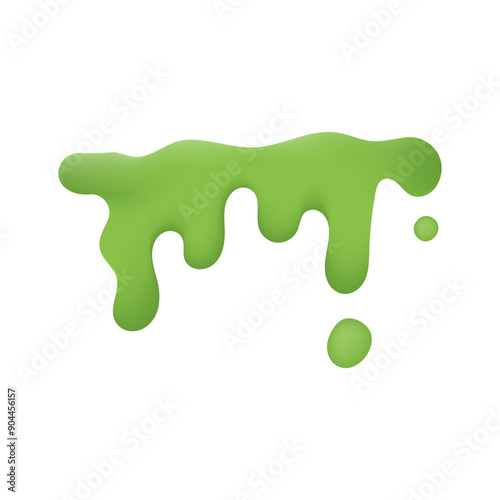 Slime green. Purulent blots slimy, goo splashes and mucus smudges. Bright toxic shiny liquid, spot of poison dribble silhouette. Realistic halloween isolated elements vector 3d style