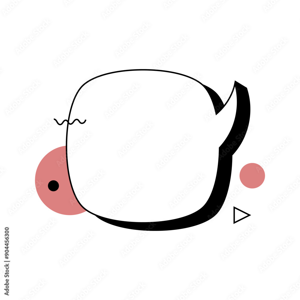 Minimalistic vector illustration of a stylized speech bubble with abstract shapes and elements in black, white, and coral. Ideal for modern design projects, communication concepts, creative graphics. Minimalistic vector illustration of a stylized speech bubble with abstract shapes and elements in black, white, and coral. Ideal for modern design projects, communication concepts, creative graphics.