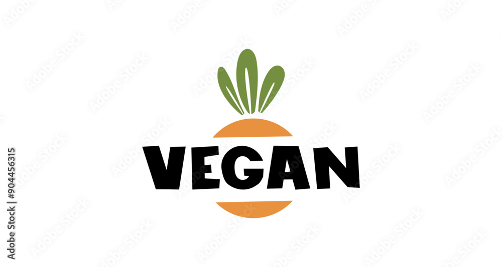 Vector illustration of a 'Vegan' label with bold typography and a green leaf symbol. Ideal for vegan products, plant-based branding, and eco-friendly designs Vector illustration of a 'Vegan' label with bold typography and a green leaf symbol. Ideal for vegan products, plant-based branding, and eco-friendly designs