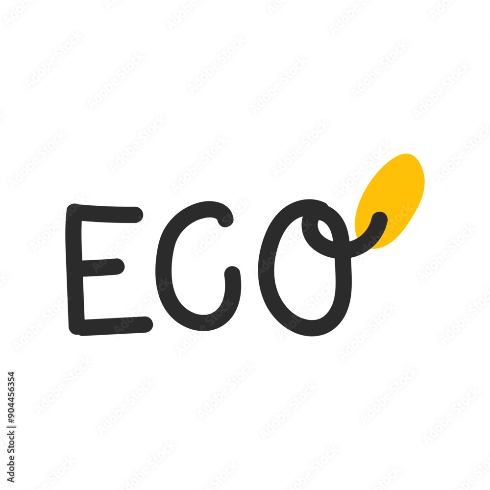 Fototapeta premium Vector illustration of an 'Eco' label with a green background and handwritten white text. Ideal for eco-friendly, sustainable, and natural product branding.