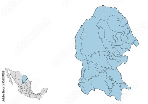 Mapa de los municipios del estado de Coahuila, México photo