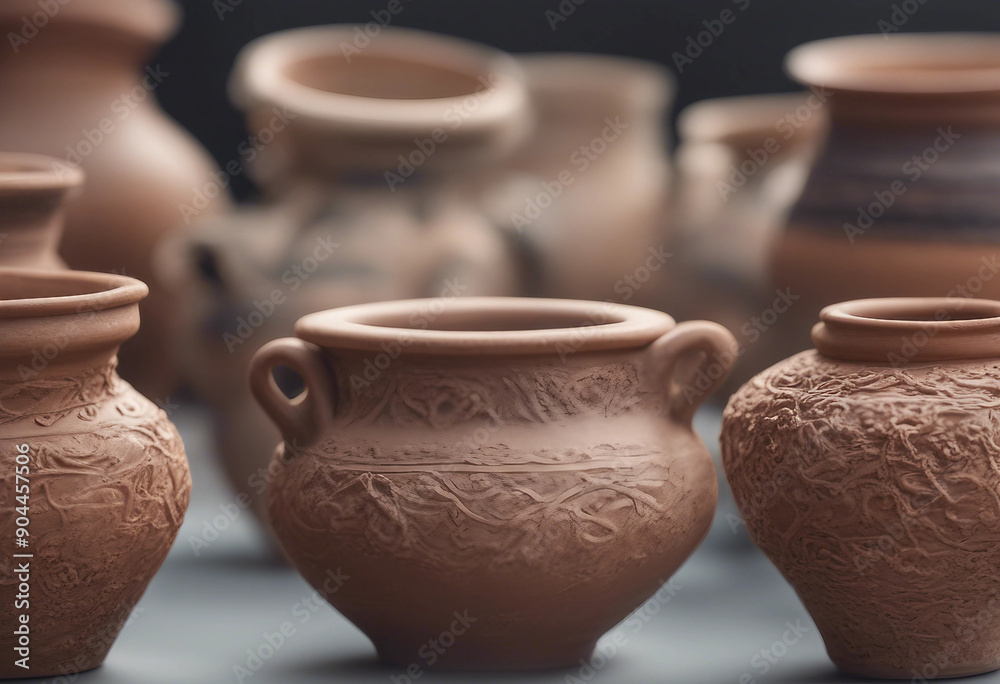 Set collection of beautiful traditional pottery clay pots isolated on transparent background Set collection of beautiful traditional pottery clay pots isolated on transparent background