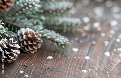 Snow Falls On Pinecones And Winter Sprigs In A Cozy Indoor Setting