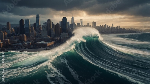 City, wave sweeping away everything