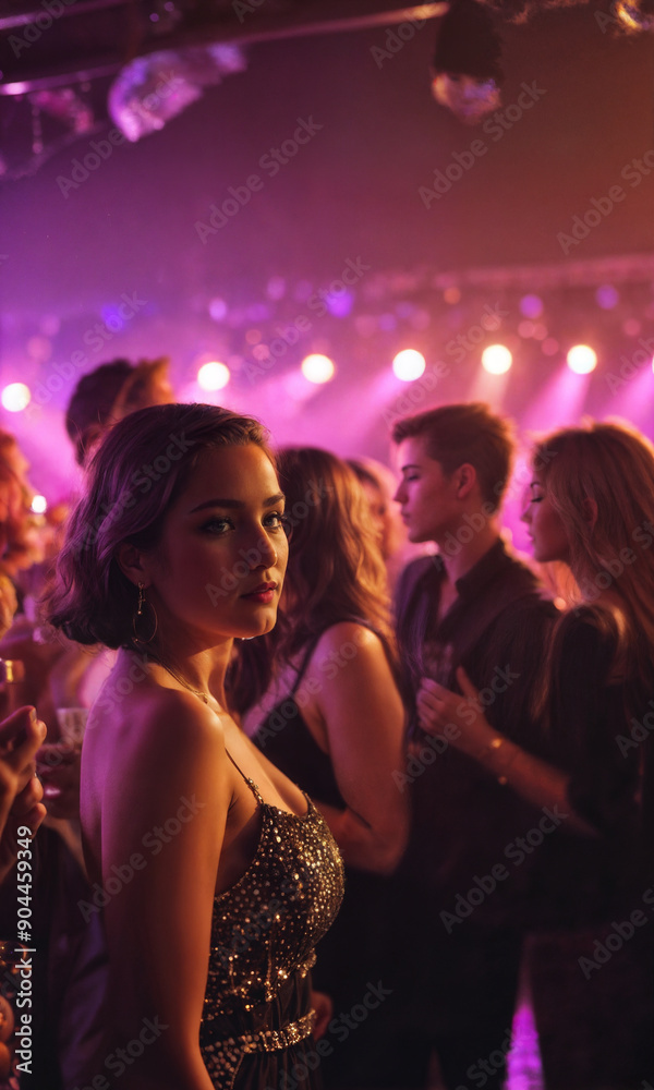 A lively crowd enjoys a night out, dancing and socializing in a vibrant nightclub filled with colorful lights and an energetic atmosphere. A lively crowd enjoys a night out, dancing and socializing in a vibrant nightclub filled with colorful lights and an energetic atmosphere.