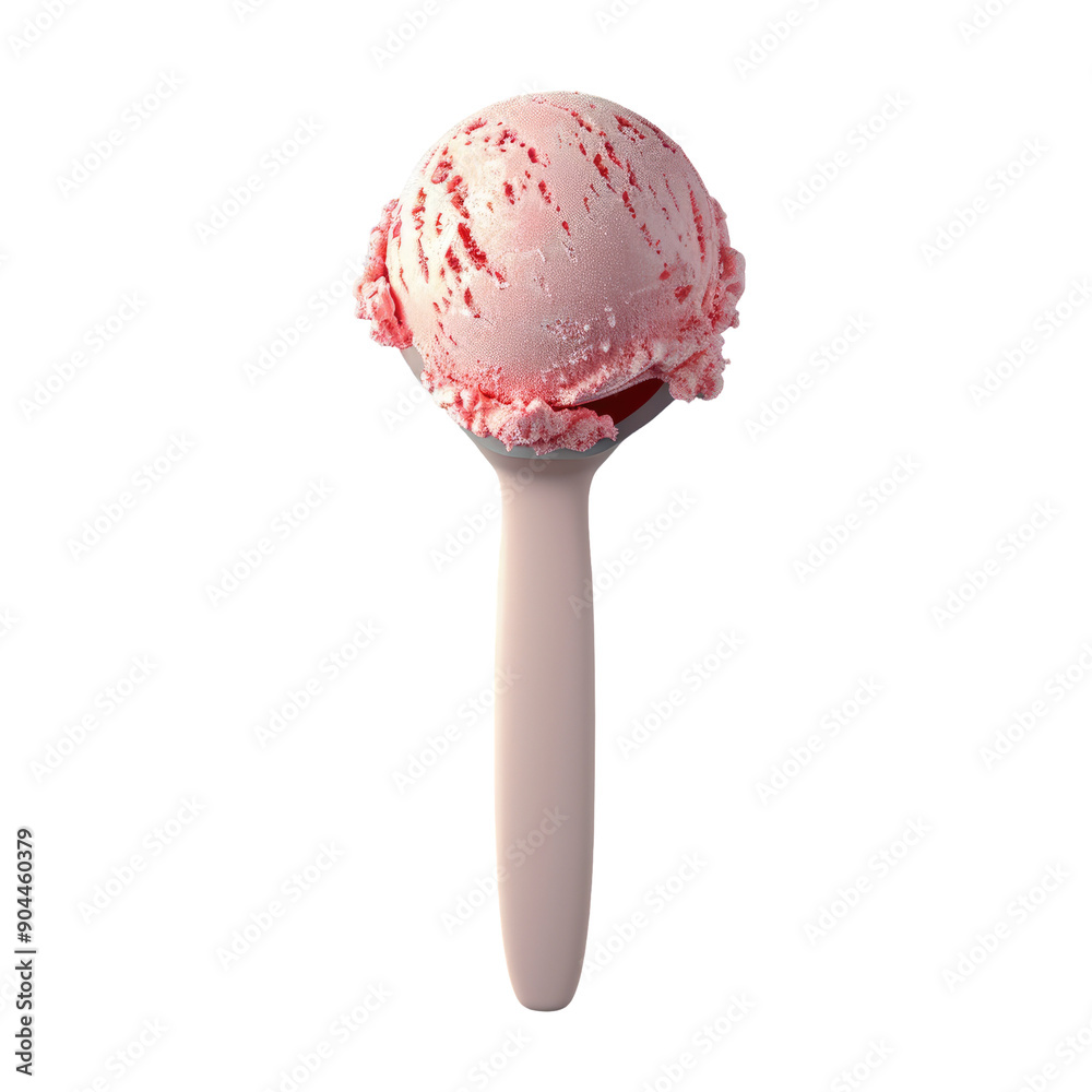 Strawberry ice cream scoop isolated on transparent background viewed from the top with clipping path. Strawberry ice cream scoop isolated on transparent background viewed from the top with clipping path.