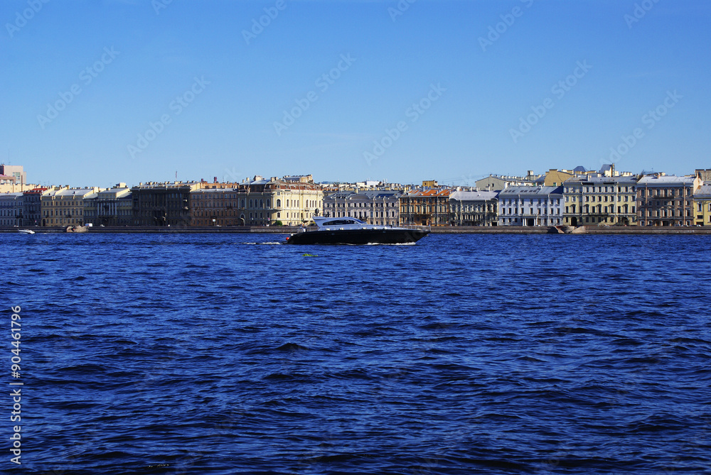 A pleasure boat floating on the river, river canals, tourist walks, Vacation. A pleasure boat floating on the river, river canals, tourist walks, Vacation.