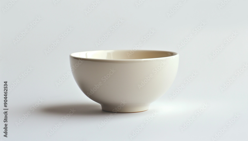 A simple, elegant white ceramic bowl with a glossy finish on a clean, light background.