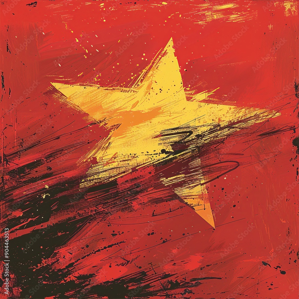 This abstract interpretation of the Vietnam flag utilizes geometric ...