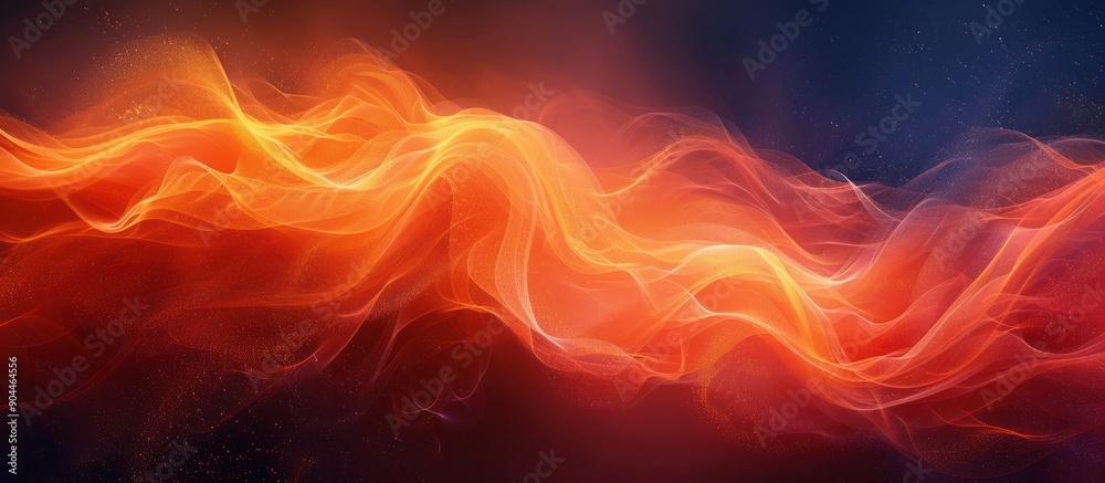 Obraz premium Abstract Wavy Orange and Red Flames on Dark Background