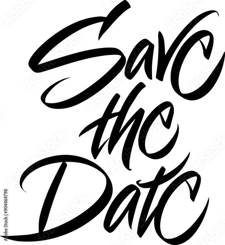 Brushpen Lettering Save the Date. Wedding font vector. Calligraphy script. Expressive Fancy Hand written typeface. Love couple. 