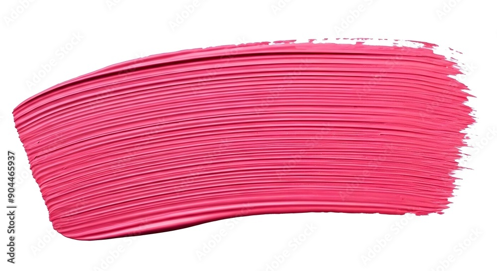Hand-painted stroke of vibrant pink paint brush with textured bristles, isolated on a white background, showing varying shades of pink within the stroke Hand-painted stroke of vibrant pink paint brush with textured bristles, isolated on a white background, showing varying shades of pink within the stroke