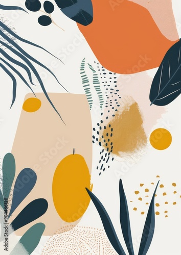 Abstract Scandinavian Art Print: Organic Shapes on White