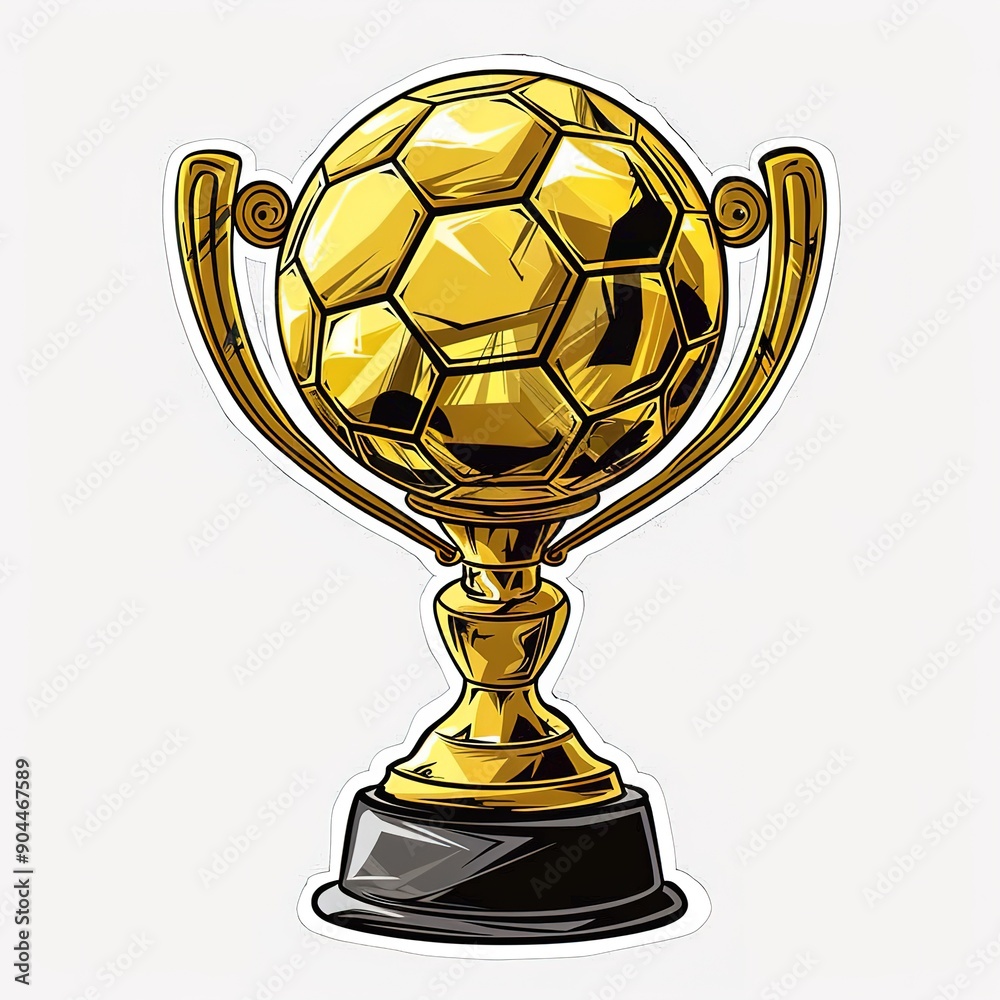 Soccer Trophy Gold, Sticker, Lovely, Tertiary Color, Digital Art, Contour,White Background, Detailed Soccer Trophy Gold, Sticker, Lovely, Tertiary Color, Digital Art, Contour,White Background, Detailed