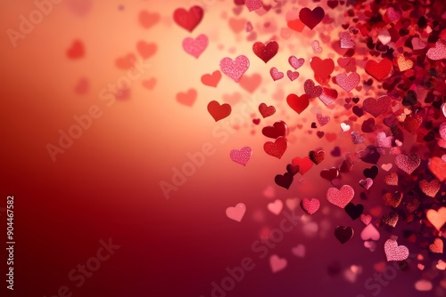 Valentines day background banner - abstract panorama background with red hearts - concept love