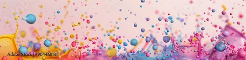 Colorful Abstract Splash of Paint and Bubbles in Creative Art