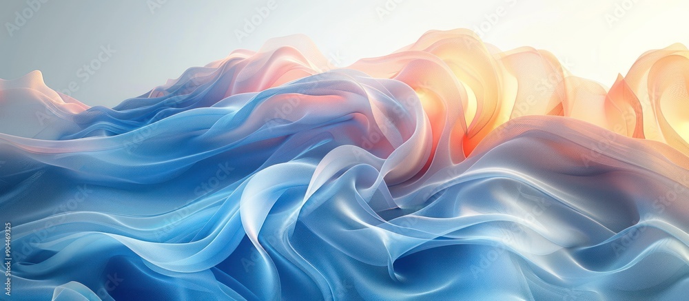 Obraz premium Abstract Blue and Orange Fabric Waves