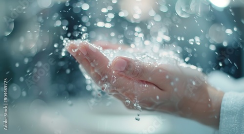 Hands Catching Raindrops During a Rain Shower in a Natural Setting