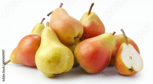 Fresh Ripe Pears Displayed on White Background