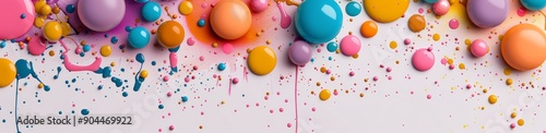 Colorful Abstract Splash of Paint and Bubbles in Creative Art