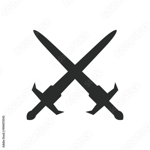 Heavy Swords icon. Crossed Knights Swords isolated on white background. Swords Silhouette. Vector illustration