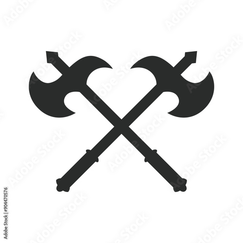 Axes icon. Crossed Axes isolated on white background. Axes Silhouette. Vector illustration