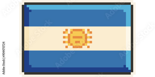 Argentina, America and the Caribbean flag, Pixel Art, Retro 8 bit game style