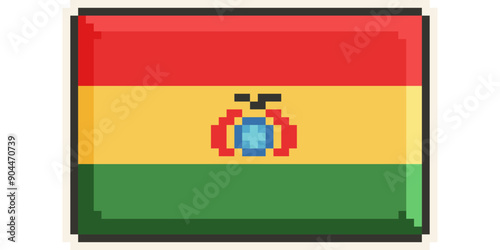 Bolivia, America and the Caribbean flag, Pixel Art, Retro 8 bit game style