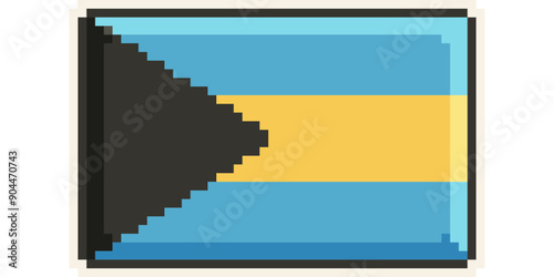 Bahamas, America and the Caribbean flag, Pixel Art, Retro 8 bit game style