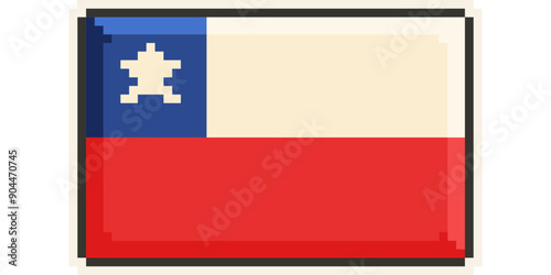 Chile, America and the Caribbean flag, Pixel Art, Retro 8 bit game style