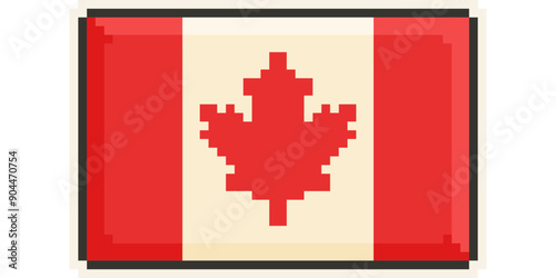 Canada, America and the Caribbean flag, Pixel Art, Retro 8 bit game style