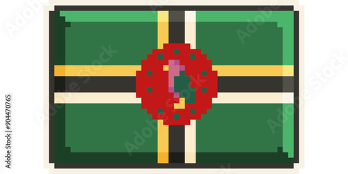 Dominica, America and the Caribbean flag, Pixel Art, Retro 8 bit game style