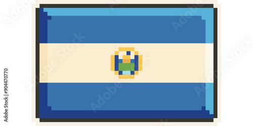  El Salvador, America and the Caribbean flag, Pixel Art, Retro 8 bit game style