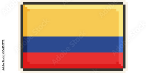 Colombia, America and the Caribbean flag, Pixel Art, Retro 8 bit game style