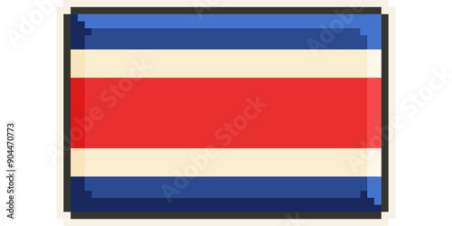  Costa Rica, America and the Caribbean flag, Pixel Art, Retro 8 bit game style