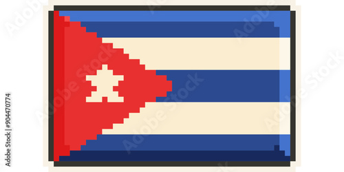 Cuba, America and the Caribbean flag, Pixel Art, Retro 8 bit game style