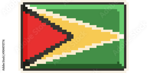 Guyana, America and the Caribbean flag, Pixel Art, Retro 8 bit game style