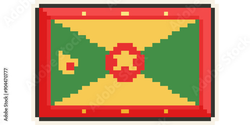 Grenada, America and the Caribbean flag, Pixel Art, Retro 8 bit game style
