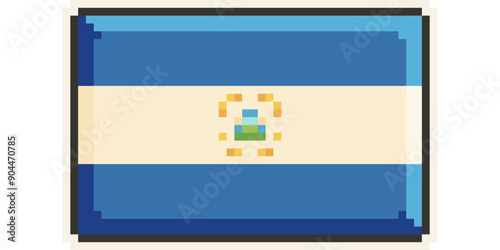 Nicaragua, America and the Caribbean flag, Pixel Art, Retro 8 bit game style