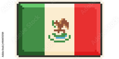 Mexico, America and the Caribbean flag, Pixel Art, Retro 8 bit game style