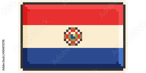 Paraguay, America and the Caribbean flag, Pixel Art, Retro 8 bit game style