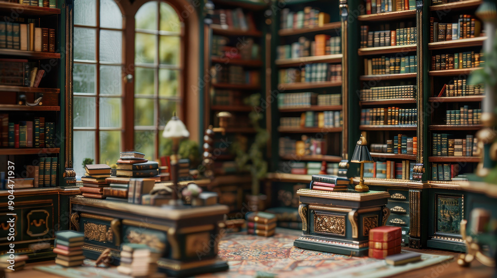 A library with many books on the shelves. The idea of the image is to showcase the vast collection of books available in a library A library with many books on the shelves. The idea of the image is to showcase the vast collection of books available in a library