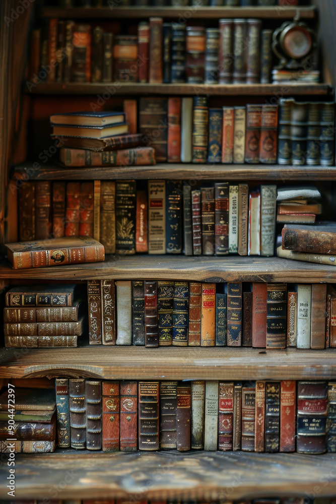 A library with many books on the shelves. The idea of the image is to showcase the vast collection of books available in a library A library with many books on the shelves. The idea of the image is to showcase the vast collection of books available in a library