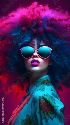 Beautiful elegant woman wearing sunglasses with beautiful hair