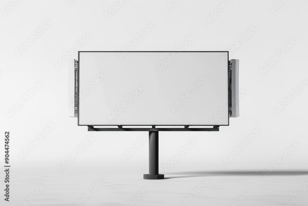 Obraz premium A large blank digital billboard on a black pole in an empty setting, offering premium content space for advertisements or messages, standing out with its minimalistic design.