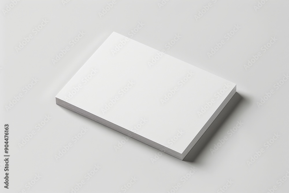 A neatly stacked set of plain white papers rests on a light gray background, creating a simplistic and minimalist representation of potential, order, and clean design. A neatly stacked set of plain white papers rests on a light gray background, creating a simplistic and minimalist representation of potential, order, and clean design.