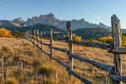 Southwest Background: Beauty of Sunrise on Western Fence with San Juan Mountains in Ridgway, Colorado photo