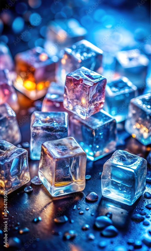 Clear Ice Cubes: Solid Frosted Structures with Smooth Geometry and Arctic Chill Surface Clear Ice Cubes: Solid Frosted Structures with Smooth Geometry and Arctic Chill Surface