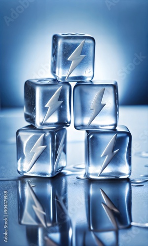 Lightning Bolt Ice Cubes: Solid Frosted Structures with Smooth Geometry and Arctic Chill Surface