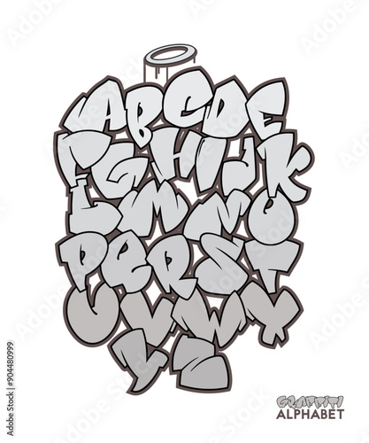Vector font alphabet in graffiti comic style. Street art design. Hand drawn lettering.